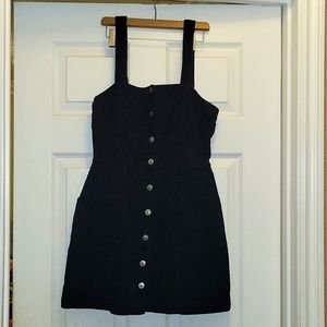 H&M Corderoy Overall Button Down Front Pockets Mini Dress Size 4